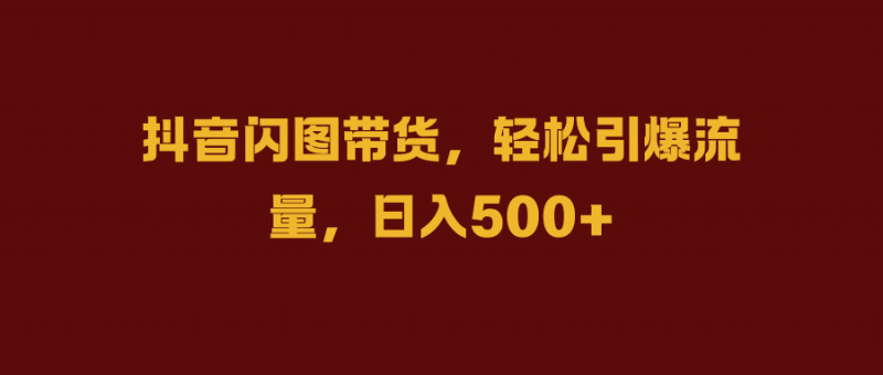 抖音闪图带货,轻松引爆流量,日入500+副业网-副业赚钱-互联网创业-资源整合99副业网