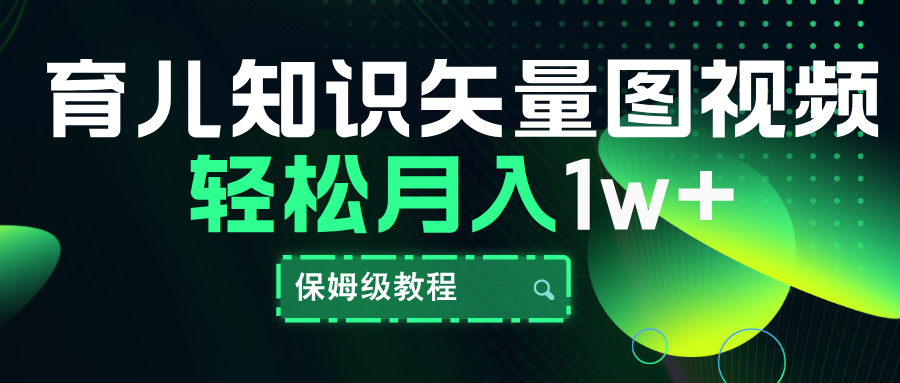 育儿知识矢量图视频，条条爆款，保姆级教程，月入10000+副业网-副业赚钱-互联网创业-资源整合99副业网