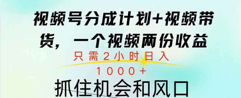 视频号橱窗带货， 10分钟一个视频， 2份收益，日入1000+副业网-副业赚钱-互联网创业-资源整合99副业网