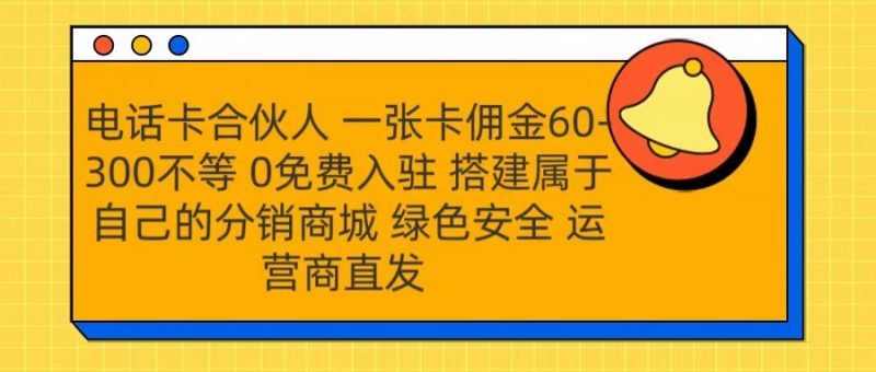 号卡合伙人 一张卡佣金60-300不等 运营商直发 绿色安全副业网-副业赚钱-互联网创业-资源整合99副业网