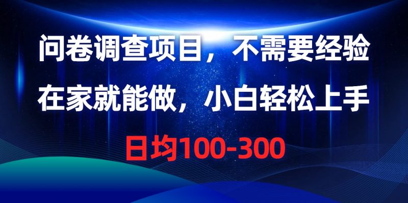 问卷调查项目，在家就能做，不需要经验，日均100-300副业网-副业赚钱-互联网创业-资源整合99副业网