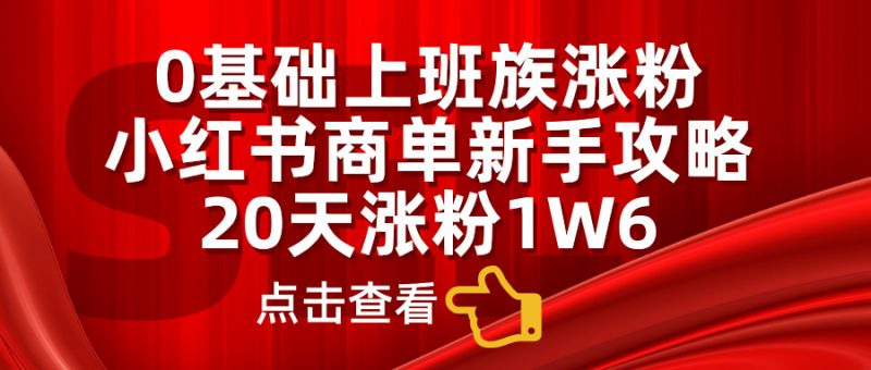 小红书商单新手攻略，20天涨粉1.6w，0基础上班族涨粉副业网-副业赚钱-互联网创业-资源整合99副业网