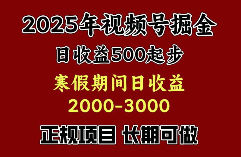 最新视频号项目，单账号日收益500起步，寒假期间日收益2000-3000左右，副业网-副业赚钱-互联网创业-资源整合99副业网