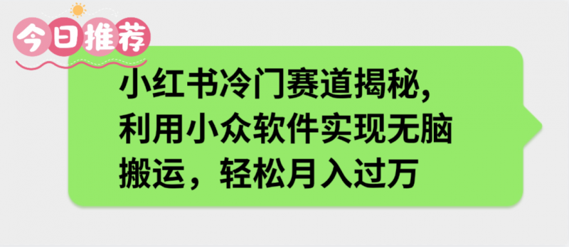 小红书冷门赛道揭秘,利用小众软件实现无脑搬运,轻松月入过万副业网-副业赚钱-互联网创业-资源整合99副业网