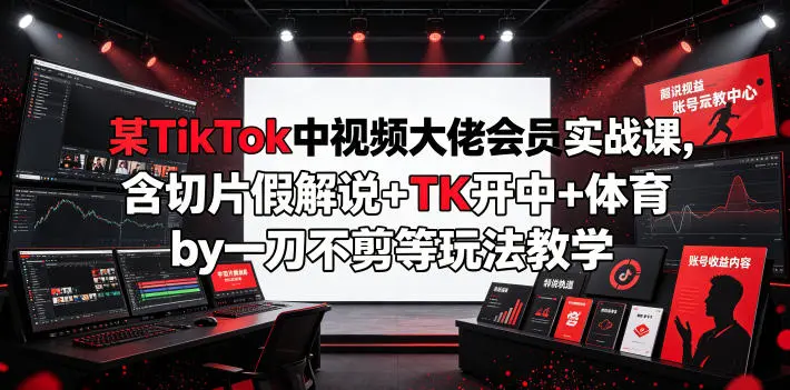 某TikTok中视频大佬会员实战课，含切片假解说+TK开中+体育by一刀不剪等玩法教学副业网-副业赚钱-互联网创业-资源整合99副业网