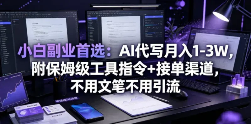 小白副业首选：AI代写月入1-3W，附保姆级工具指令+接单渠道，不用文笔不用引流【揭秘】副业网-副业赚钱-互联网创业-资源整合99副业网